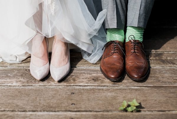 bride and grooms shoes