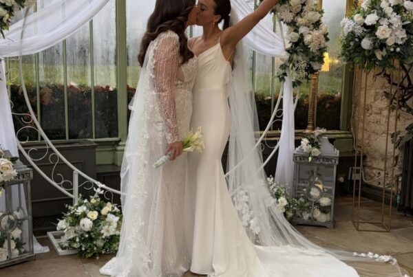 Brides dancing at her wedding reception in Ireland