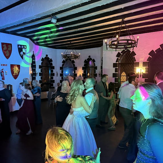 Wedding DJ at Kinnitty Castle Ireland with packed dancefloor and vibrant lighting